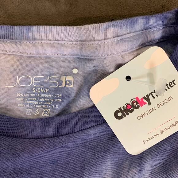 Tie Dye Crop Top Tee T-shirt Blue SMALL Hedgehog Upcycled One of Kind Unique - Picture 4 of 8